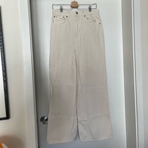 Cream wide leg jeans